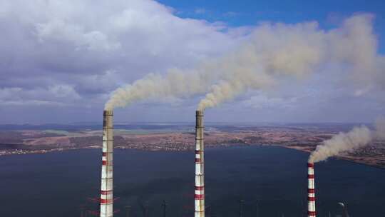 工业大气污染烟囱视频素材模板下载