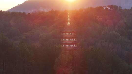 新昌大佛寺栖光禅寺万佛塔宝塔航拍