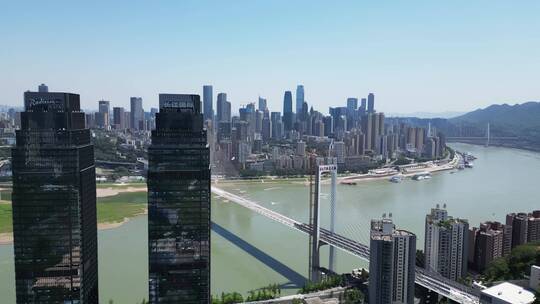 重庆南岸区航拍俯瞰现代建筑城市风光