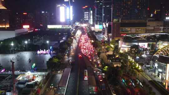 广州天河区交通夜景车流天河路