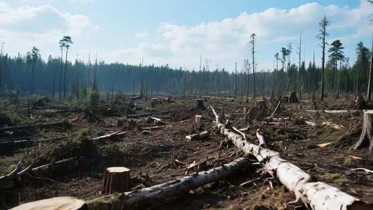 森林砍伐后的景象素材