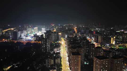 航拍四川自贡夜景自贡城市风光