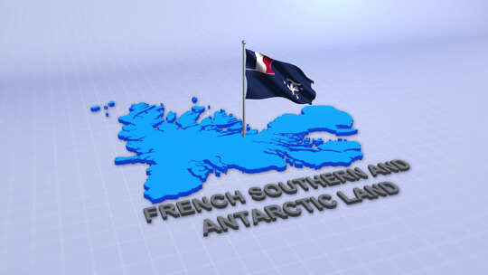 带旗帜的法国南部和南极土地地图