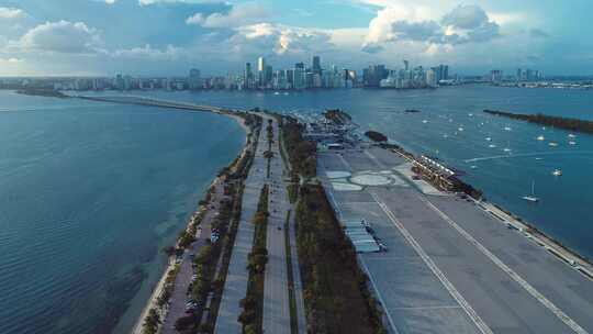 平移美国佛罗里达州迈阿密海岸城市的广阔景