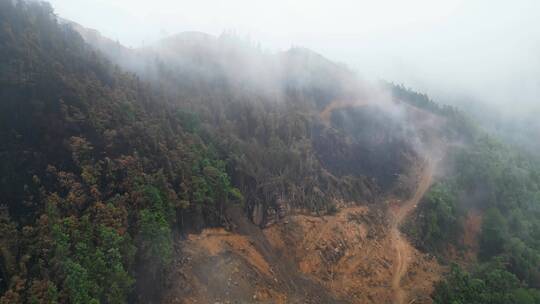 重庆山火后，北碚缙云山迎来降雨，云雾缭绕视频素材模板下载