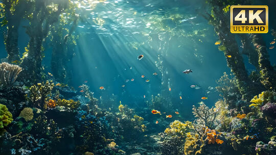 海底世界沉船海底生物植物风景视频素材14