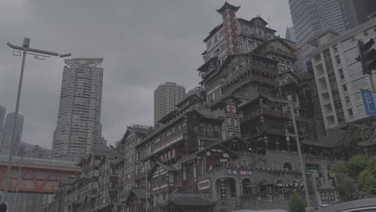重庆洪崖洞日景 log视频素材模板下载
