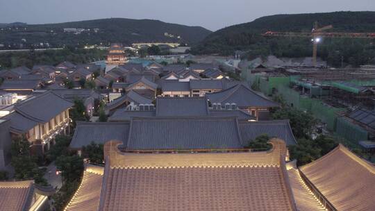 洛阳龙门龙门石窟伊河古街古建筑航拍