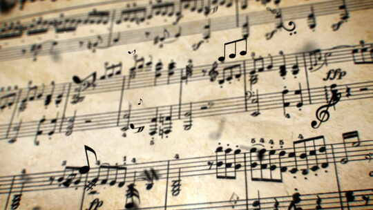 乐谱音符发散循环背景