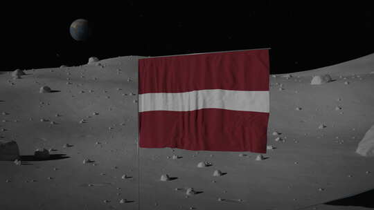 拉脱维亚国旗在月球上