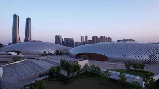杭州亚运场馆 奥体中心体育馆与游泳馆航拍