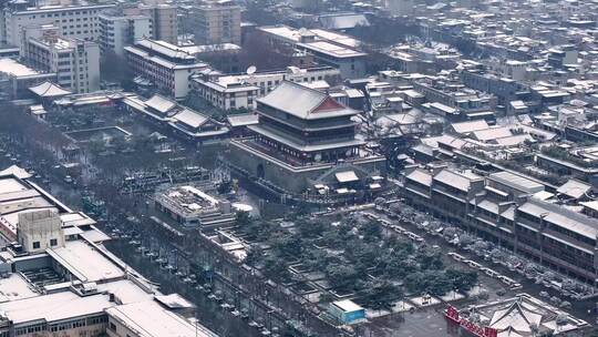 西安鼓楼 回民街雪景