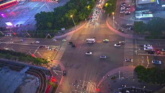 十字路口城市车流延时车辆交通夜晚夜景