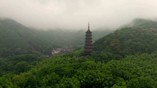 宁波天童寺航拍，寺庙航拍