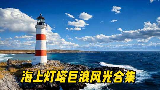 海上灯塔巨浪