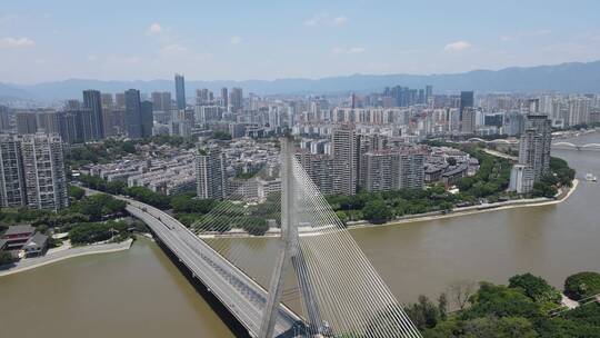 福建福州闽江三县洲大桥航拍视频素材模板下载