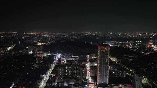 东莞虎门夜景航拍虎门镇夜景城市建筑风光