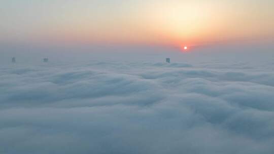 城市云海日出延时沈阳平流雾大雾浓雾清晨
