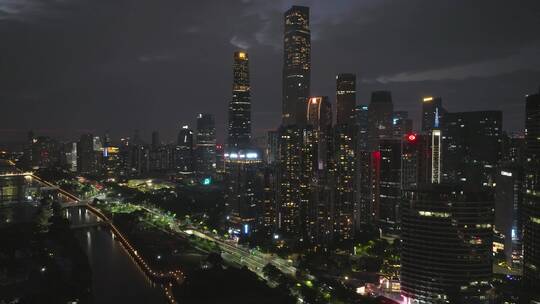 珠江新城夜景航拍