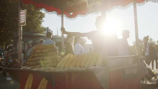 街头食品，市场，玉米，人