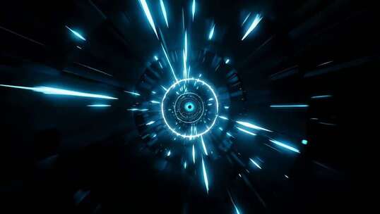 蓝色科技感隧道穿梭画面