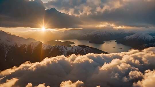 雪山云海日出全景