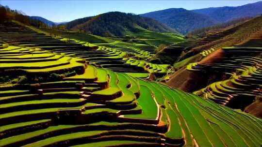 美丽壮观的梯田风光全景