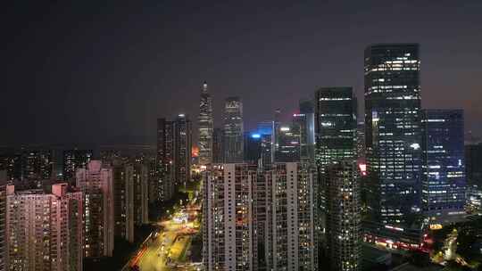 航拍深圳南山区粤海街道城市建筑灯光夜景