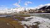 4K自然航拍海拔5000米雪山冰原带草甸高清在线视频素材下载