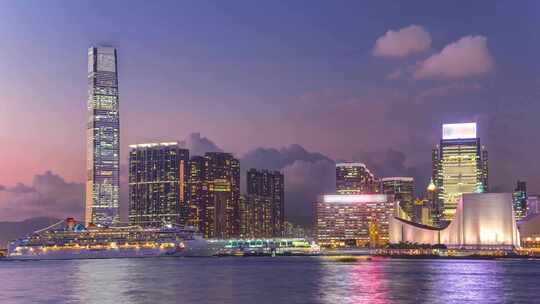 香港维多利亚港夜景延时