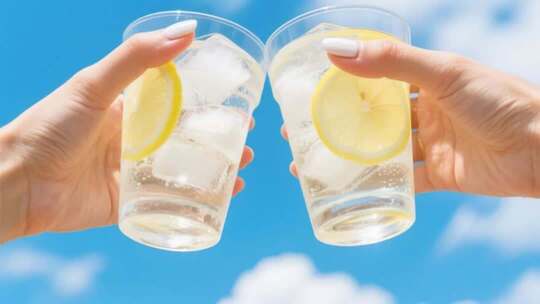 立夏夏至夏天夏日荷花西瓜蓝天白云阳光树叶