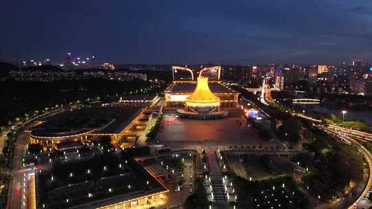 广西南宁商务区楼宇环绕素材（夜景）