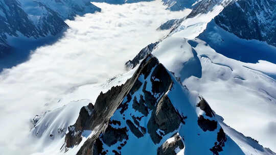 大气航拍雪山云海壮丽景观