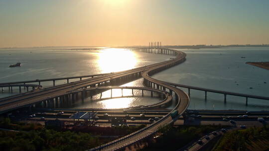 8K青岛跨海大桥延时航拍视频素材模板下载