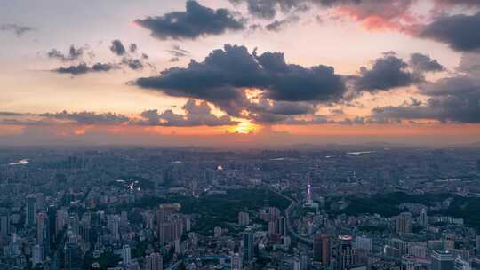 城市日落晚霞空镜视频素材模板下载