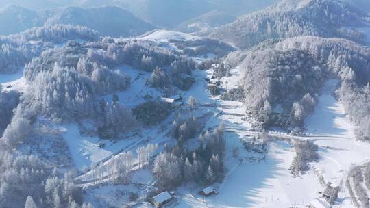 4k航拍恩施雪山雾凇风光