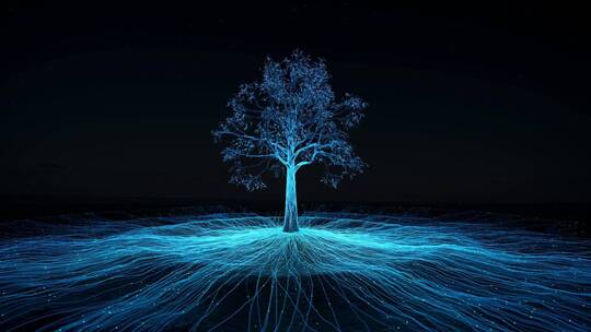 科技感粒子树生长大屏开场动画
