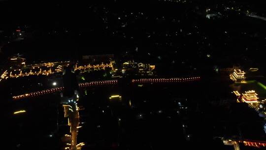 航拍湖南湘西吉首夜景乾州古城夜景