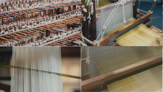 【合集】织造纺织真丝古代织女织布视频素材模板下载