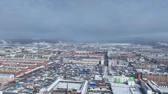 内蒙古最冷城市根河城市雪景