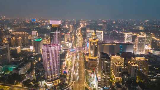 上海五角场夜景航拍延时摄影