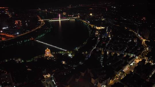 航拍鹰潭城市夜景