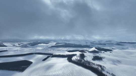 冷空气迷漫的额尔古纳雪域雪原