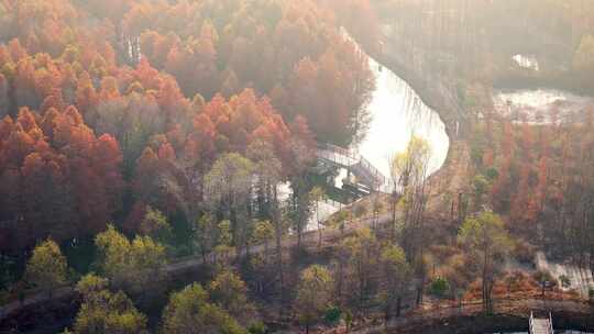 航拍西沙明珠湖景区湿地公园景观路