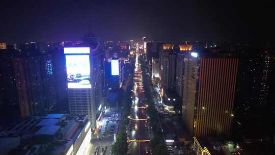 河北邯郸城市夜景灯光交通航拍