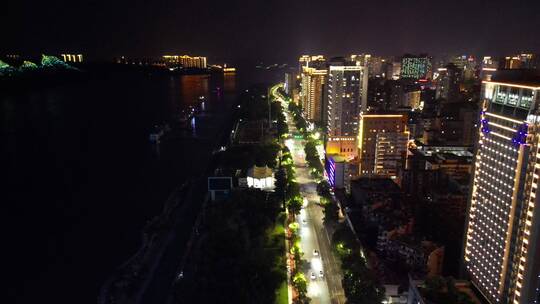 航拍湖北宜昌夜景灯光