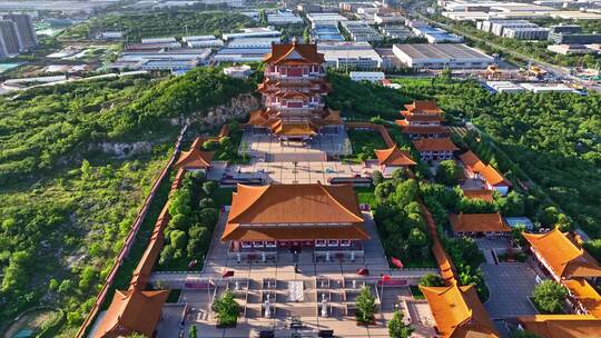 航拍徐州经济技术开发区宝莲寺佛教文化景区