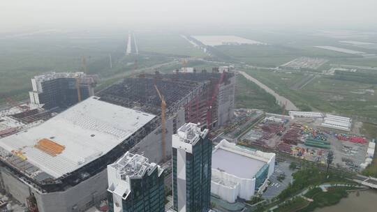 上海浦东新区临港小区建设4K航拍