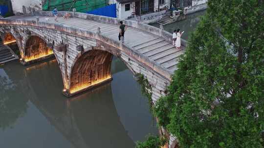 航拍上海松江仓桥古镇旅游景点视频素材模板下载