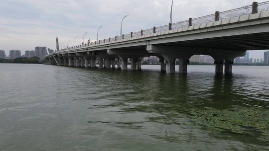 无锡蠡湖大桥涨水灾害4K航拍原素材